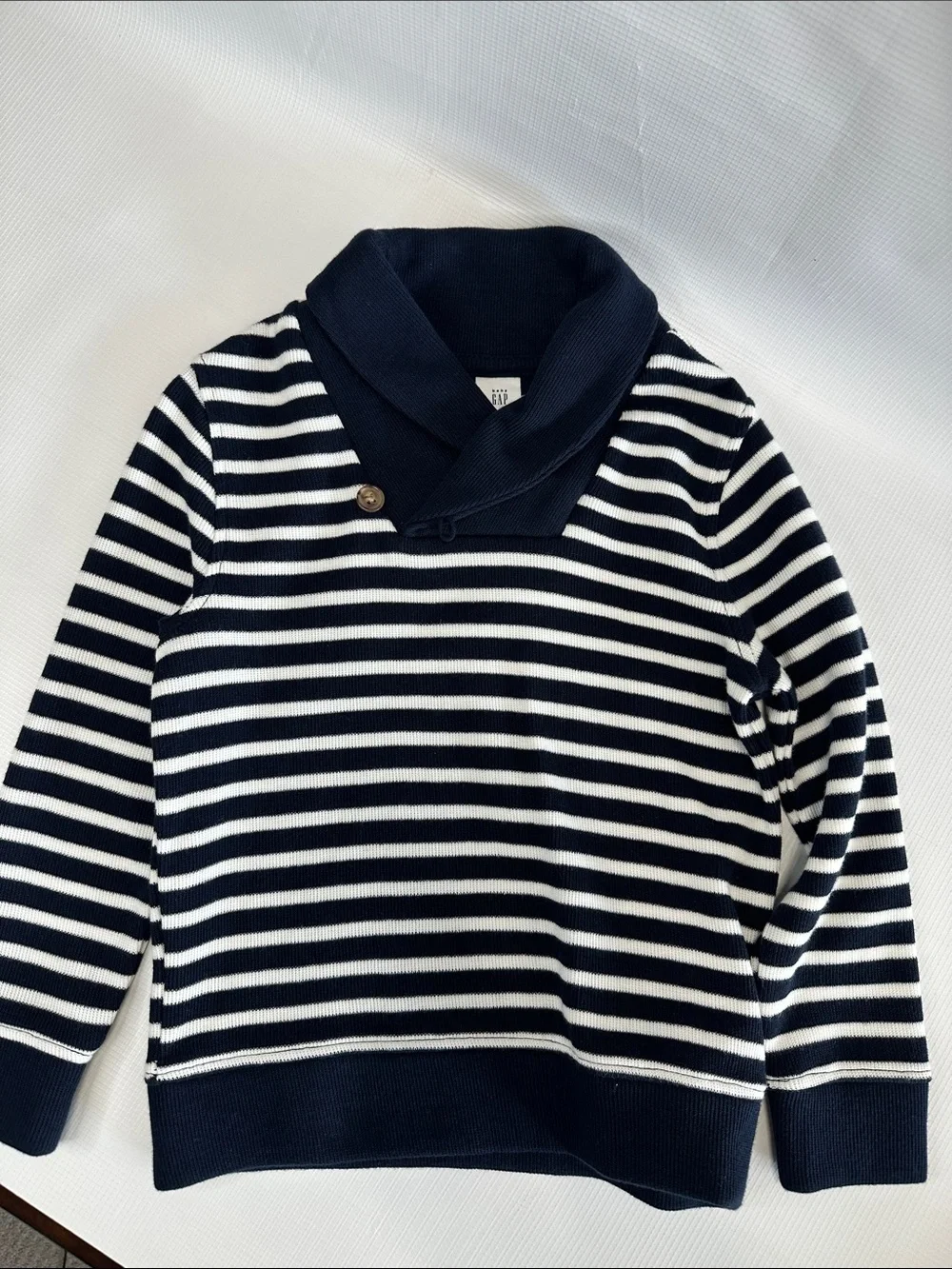 Baby GAP Navy & White Striped Shawl-Collar Turtleneck Sweater 5t